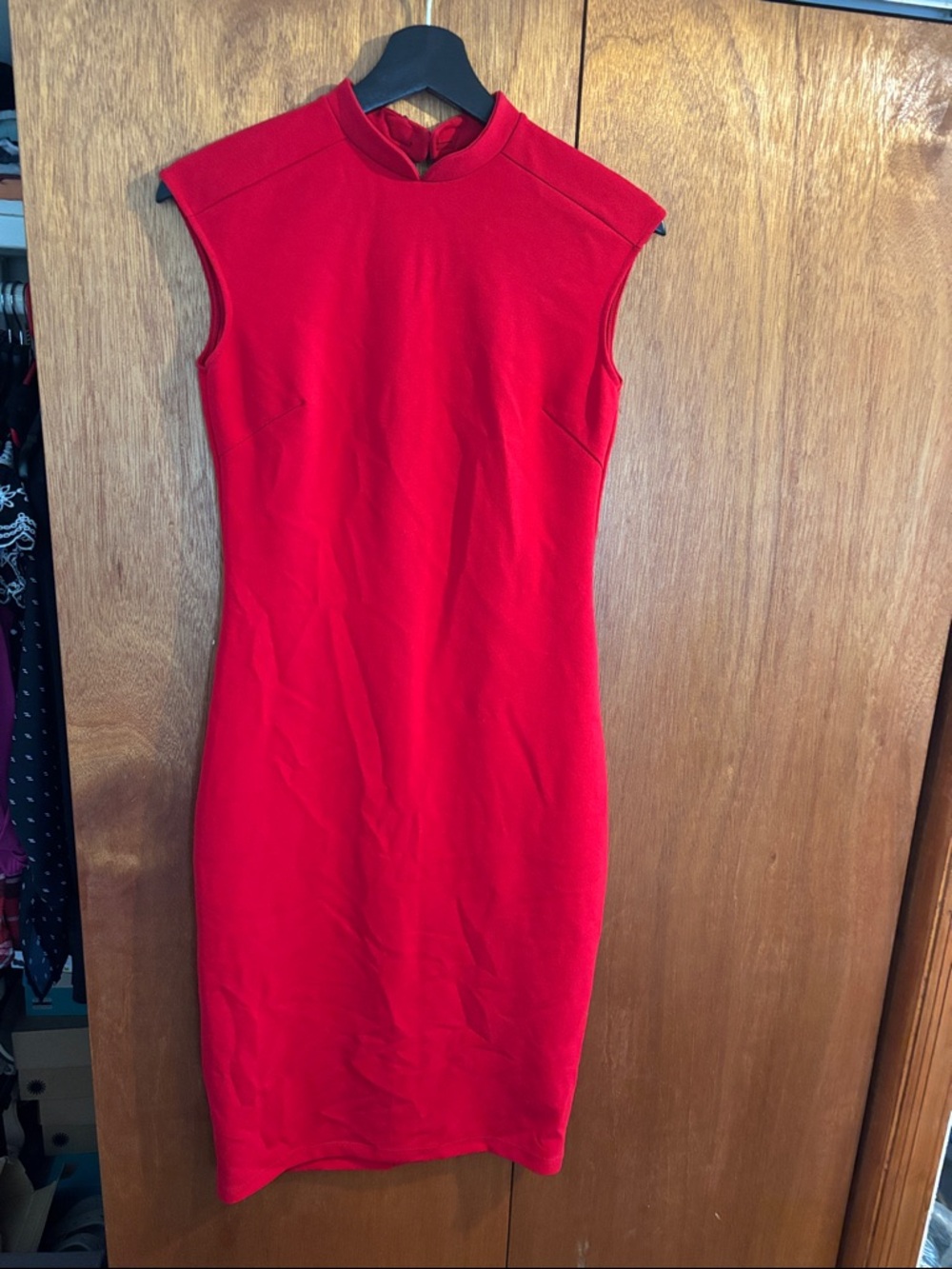 Zara Red Sleeveless Midi Sheath Dress